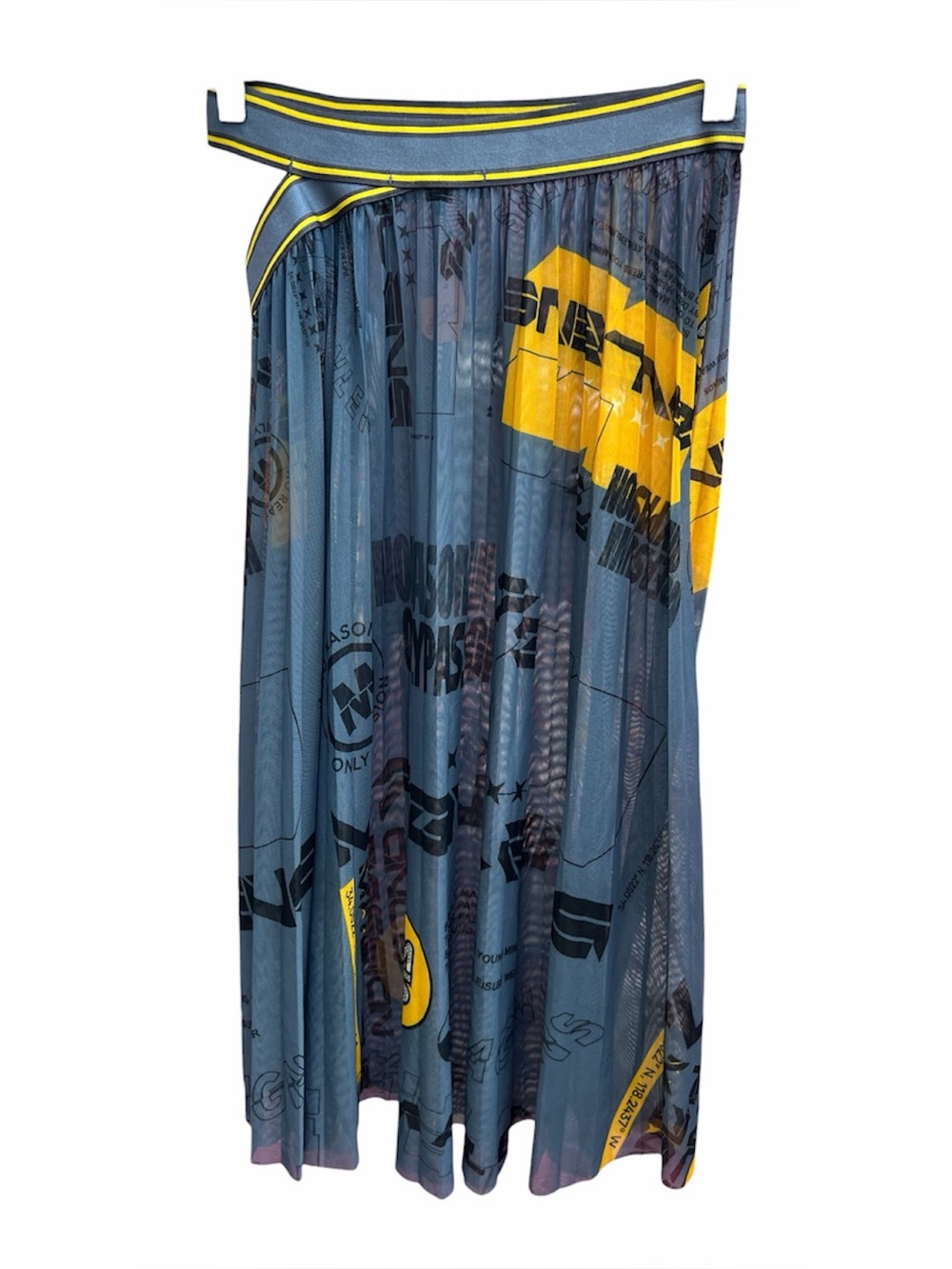 Blue & Yellow Graphic Maxi Skirt